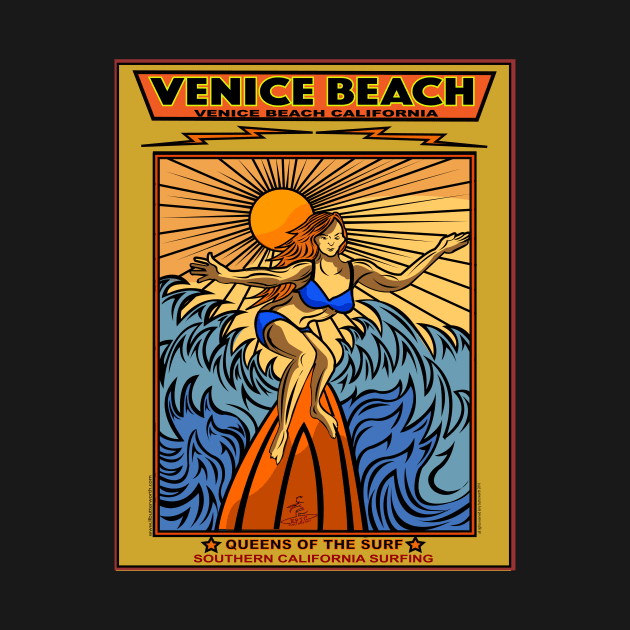 SURFING VENICE BEACH CALIFORNIA QUEENS OF THE SURF by Larry Butterworth