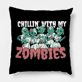 Chillin' with My Zombies Creepy Cute Halloween Pillow