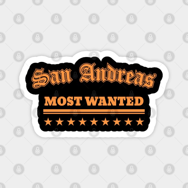 GTA SAN ANDREAS MOST WANTED RETRO Magnet by VISUALUV