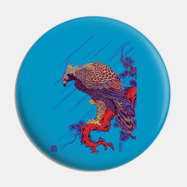 Splatter Art Falcon Pin by SenecaReads