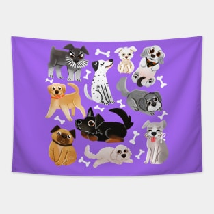 Dogs with bones pattern Tapestry