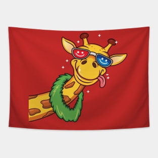 giraffe cartoon glasses tongue Tapestry