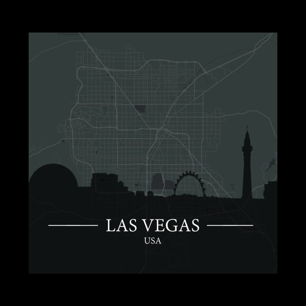 Las Vegas city map with silhouette by Aeons