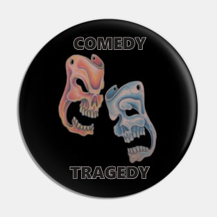 Comedy & Tragedy Dark Brown Letters Pin