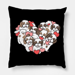 Cute shih tzu dog heart for valentines day Pillow