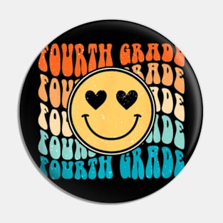 Boho  Retro Groovy Smile 4th Fourth Grade Teacher Pin