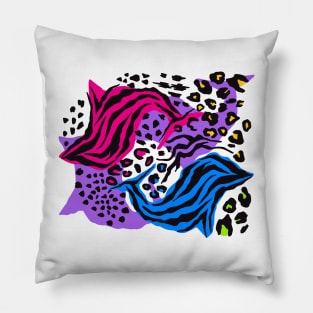 Y2K Aesthetic Pink Blue Zebra Print Dolphin Maximalist Decor Late 90s Early 2000s Fashion Pattern Pillow