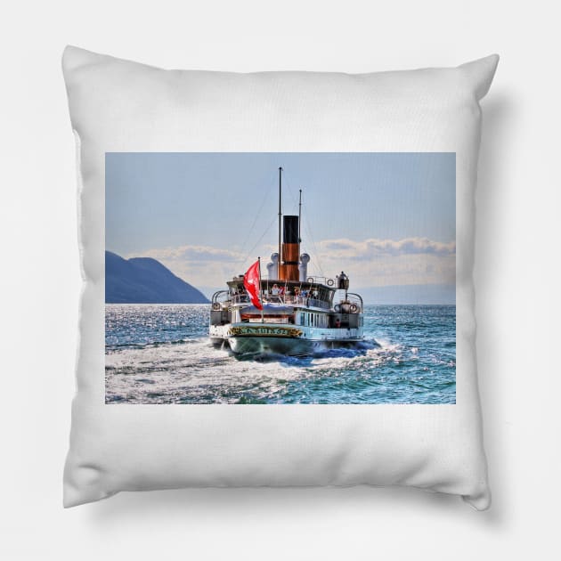 'La Suisse' on Lake Geneva, Switzerland Pillow by holgermader