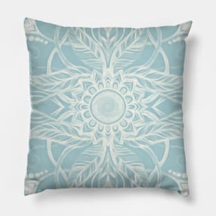 Floral Pattern in Duck Egg Blue & Cream Pillow