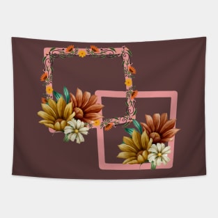 "Bright and Vintage Abstract Square Floral Design Tapestry