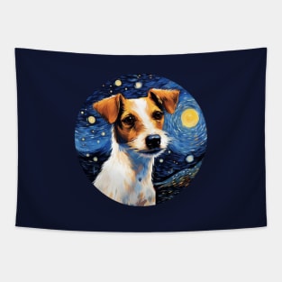 Jack Russell Terrier, van gogh style, starry night, Post-impressionism Tapestry