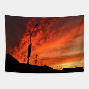 Sunny Orange Shaded Skies Tapestry