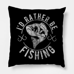 I’d Rather Be Fishing, Funny Vintage Style Fishing Pillow