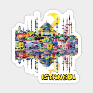 Istanbul Turkey City Skyline Pop Art Wanderlust Travel Magnet