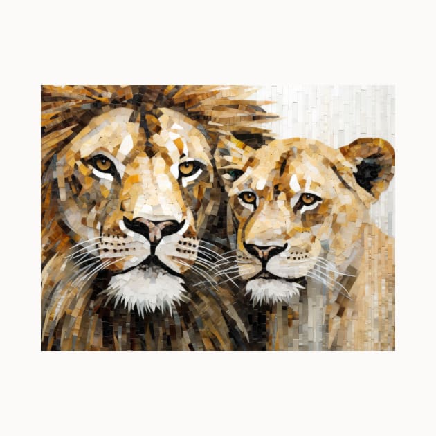 Lion Animal Art Decor Paint Mosaic by Cubebox