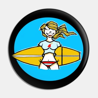 Surfer Girl Surfrider Beach Malibu California Pin