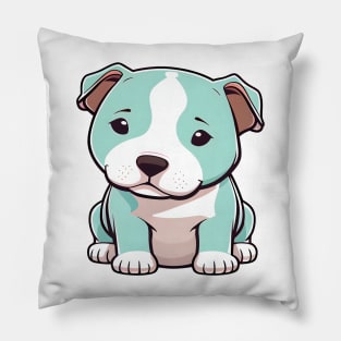 Cute Kawaii Blue Pitbull Puppy Pillow