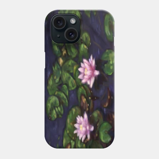 Lilies on a pond Phone Case by crumblyBiscuit