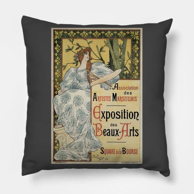 Exposition des Beaux Arts by David Dellepiane Pillow by MasterpieceCafe