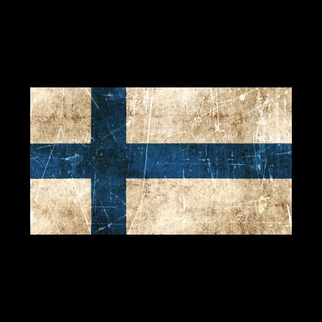 Vintage Aged and Scratched Finnish Flag by jeffbartels