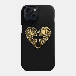 The cross of Jesus Christ drawn inside the heart. Phone Case