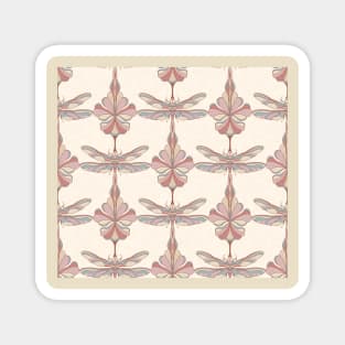 Ivory Dragonflies and Flowers Magnet