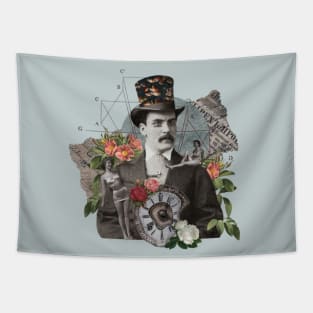 Gothic vintage Victorian London Collage Man Tapestry