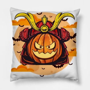 Samurai Pumpkin Funny Halloween Pillow