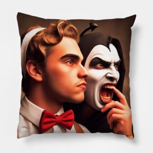 Face of Good and the face of Evil moral duality Pillow