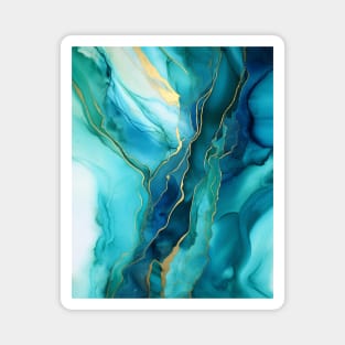 Blue Teal and Gold Abstract Magnet