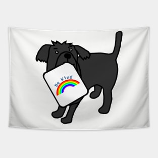 Cute Dog says Be Kind with Rainbow Tapestry