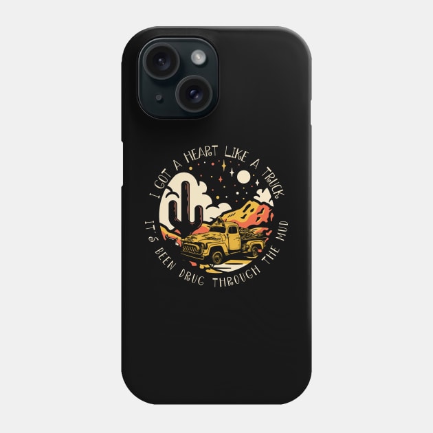 Vintage I Got A Heart Like A Truck Lover Gift Phone Case by DesignDRart