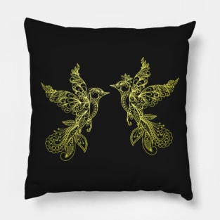 Love Everybirdy Golder Birds Pattern Pillow