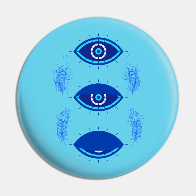 Blue Evil Eye Awakening Pin by Souls.Print