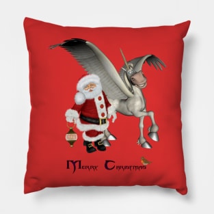 Cute Santa Claus with funny  pegasus Pillow