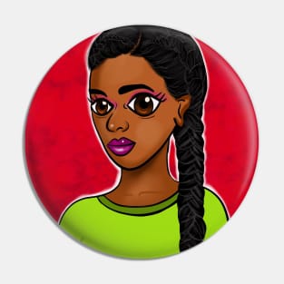 Black girl with braid Pin