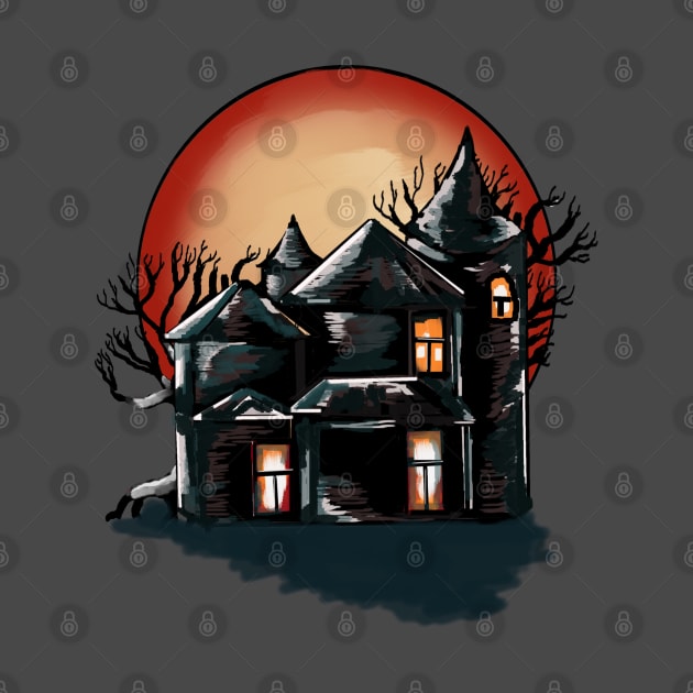 Creepy old haunted house Haloween decoration by Kyradem