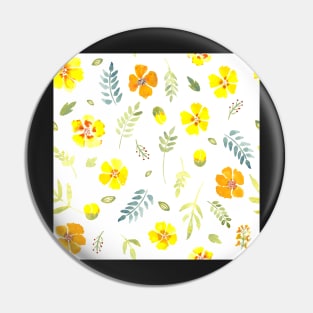 Yellow country floral in watercolour Pin