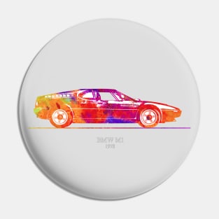 BMW M1 1978 Watercolor Illustration - Colorful Pin