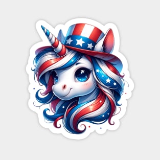 AmeriCorn Cute Unicorn Red White Blue Magnet