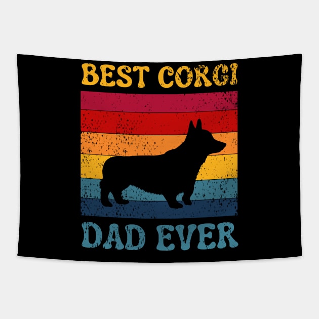 Best Corgi Dad Ever, Vintage Cute Pembroke Welsh Corgi Tapestry by JustBeSatisfied