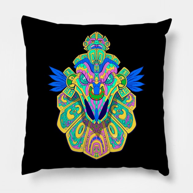 Aztec Head Pillow by carrillo_art_studios