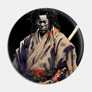 Yasuke Black Samurai in 1579 Feudal Japan No. 4 on a Dark Background Pin