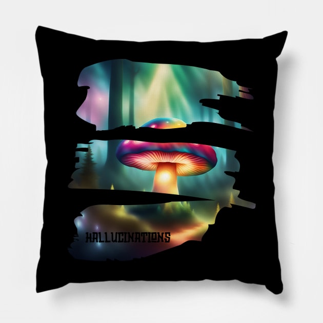 hallucinations with mushrooms if you know what i mean Pillow by badrhijri