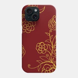 Red and Golden Floral Ornaments Phone Case