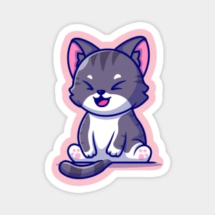 Cute Cat Sitting Cartoon Magnet