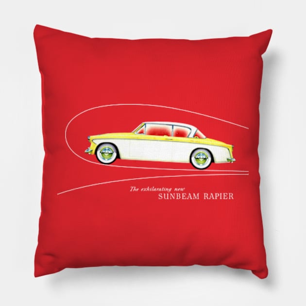 1956 SUNBEAM RAPIER - brochure Pillow by Throwback Motors