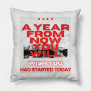 January 2023. Motivational saying. Pillow