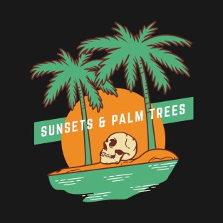 Sunsets And Palm Trees Vintage Skeleton T-Shirt