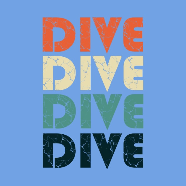 Retro Dive Distressed Diving Springboard Diver Gift T-shirt by Bezra